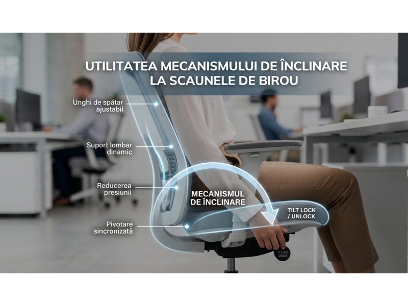 Care este utilitatea mecanismului de înclinare la scaunele de birou?